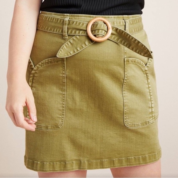 Anthropologie Pilcro and The Letterpress Plus Size 26W Green Charlie Mini Skirt - Picture 1 of 13